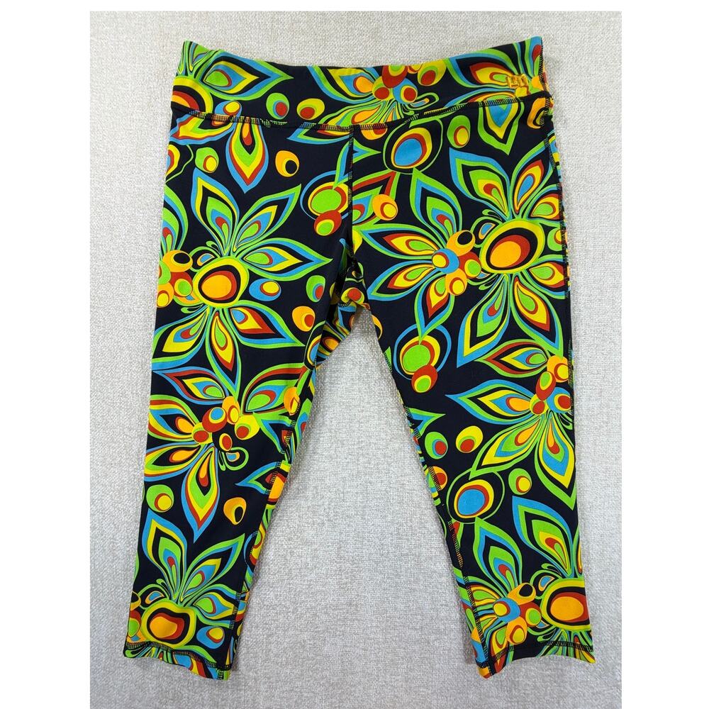 Loudmouth Women's XL Black Floral Print Capri Pants Golf Resort Casual Cropped